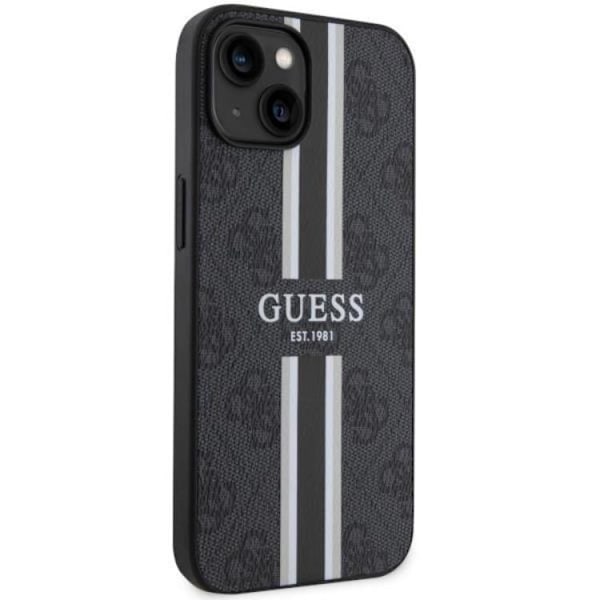 Guess iPhone 14 Plus Mobilskal MagSafe Printed Stripe Svart Svart