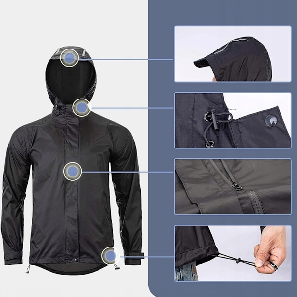 Rockbros Ventilerande Vindtät Regnjacka XXXL - Svart