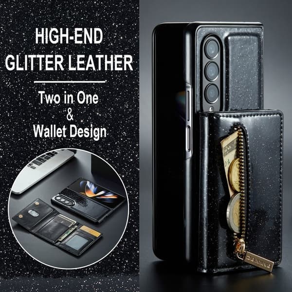 DG.MING M3 Series Konstläder Plånboksfodral till Samsung Galaxy Z Fold3 5G Svart
