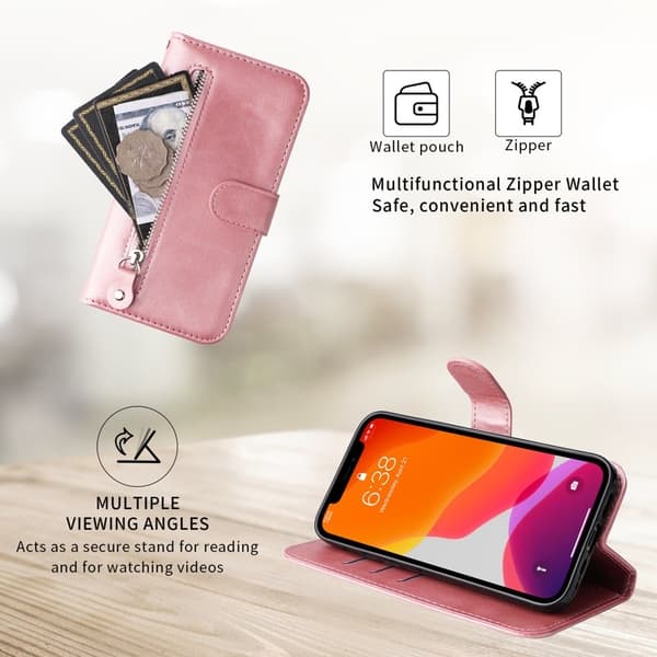 Mobilskal till Samsung Galaxy S26 Plus KonstLäder Med Dragkedja - Rosa