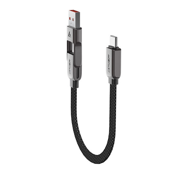 Acefast USB-C - USB-A - USB-C 3A Kabel 0,2 m 480 MB/s Sort Svart