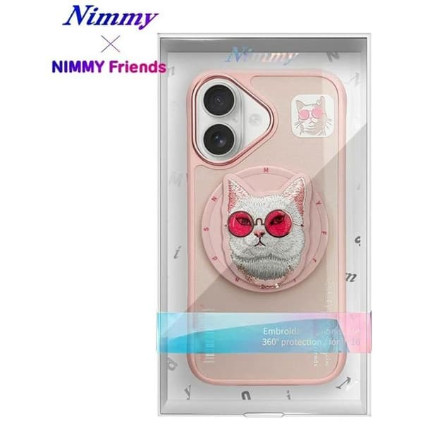 Nimmy Mobilskal till iPhone 16 MagSafe Glasses Cool Cat - Rosa Rosa