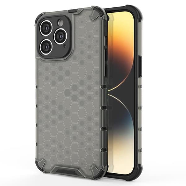 iPhone 14 Pro Max Skal Honeycomb Armored Hybrid - Musta Black