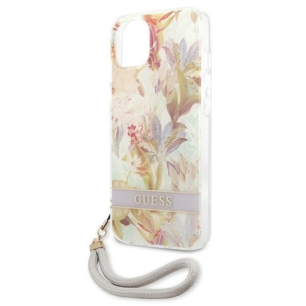 Guess iPhone 13 Mini Skal Flower Strap - Lila
