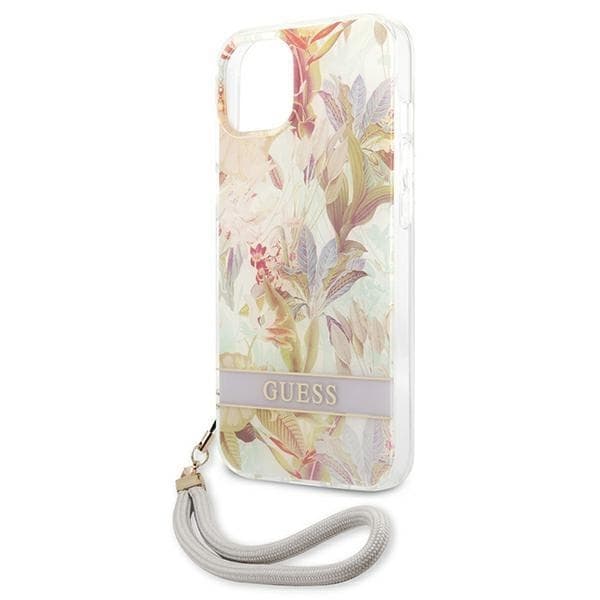 Guess iPhone 13 Mini Skal Flower Strap - Lilla Lila