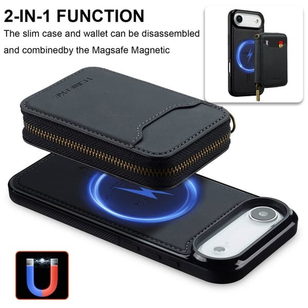 LC.IMEEKE L6 iPhone Air Plånboksfodral Magnetiskt - Svart Konstläder