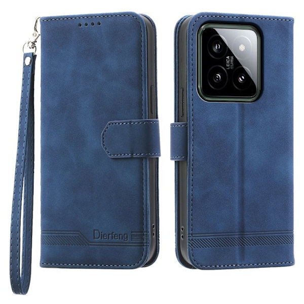 DIERFENG DF-03 för Xiaomi 14 Plånboksfodral Imprinted Konstläder - Blå