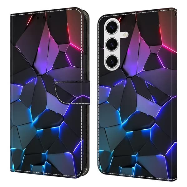 Samsung Galaxy S26 Plus Skal TPU + Konstläder Flip - Blå Sprickor