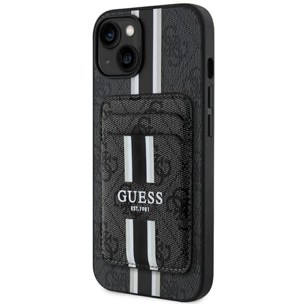 Guess Mobilskal till iPhone 15 Magsafe Korthållare Stripes Svart