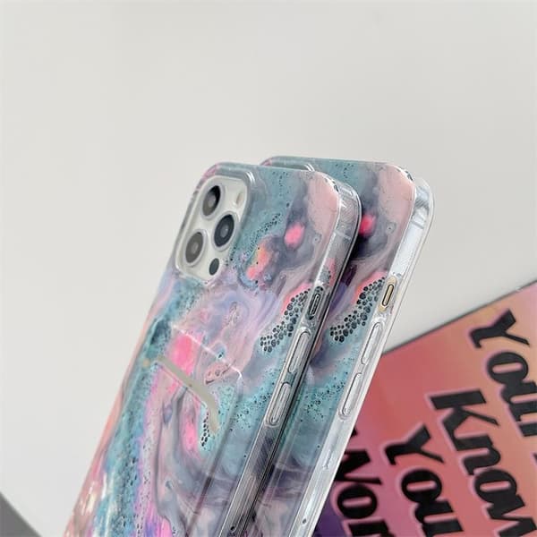 Korthållare Skal iPhone 13 Pro - Grön Marble Grön