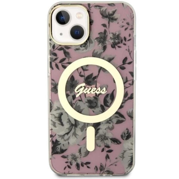 Guess iPhone 14 Mobilskal MagSafe Flower - Rosa
