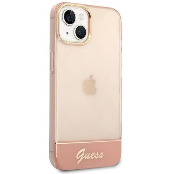 GUESS iPhone 14 Plus Kuori Translucent - Pinkki Rosa
