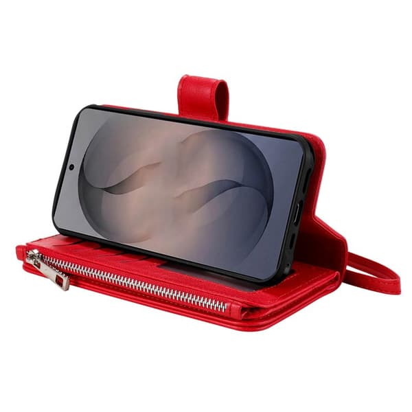 Plånboksfodral för Samsung Galaxy S26 Magnetiskt Konstläder - Röd