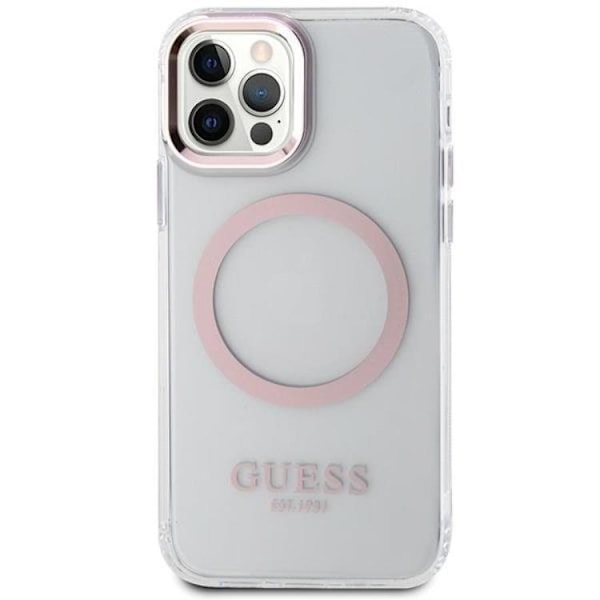 Guess iPhone 12 Pro/12 Mobilskal Magsafe Metall Outline - Rosa