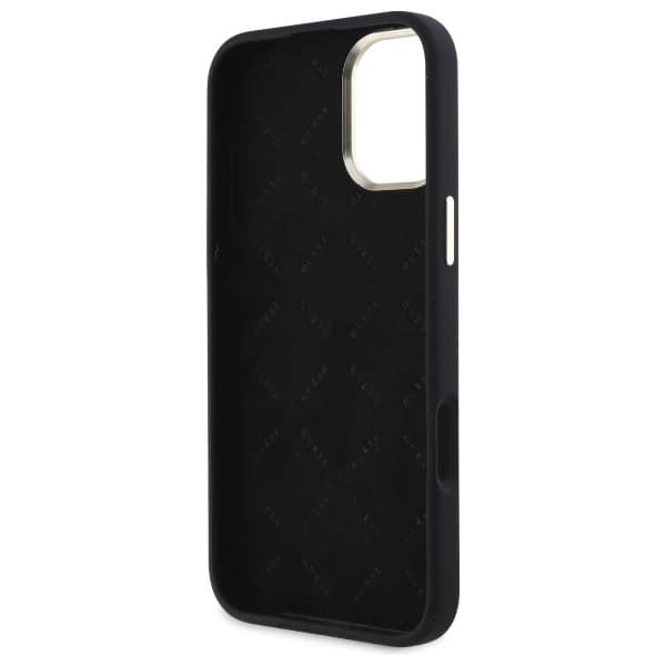 Guess telefontaske til iPhone 16 Silikone Logo Rhinestone 4G - Sort Black