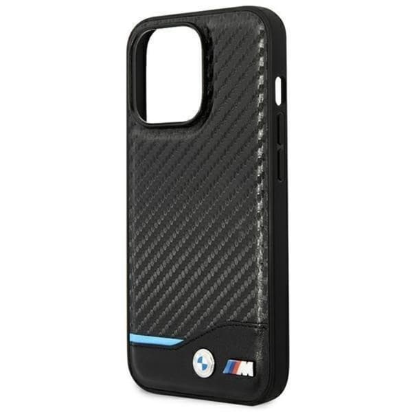 BMW Mobilskal till iPhone 14 Pro Läder Carbon - Svart Black