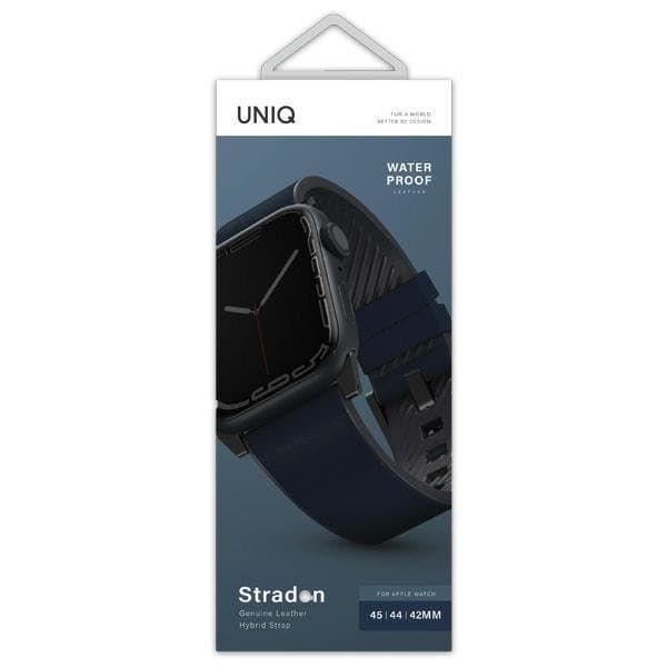 UNIQ Straden Apple Watch Läder 42/44/45mm - Blå Blå