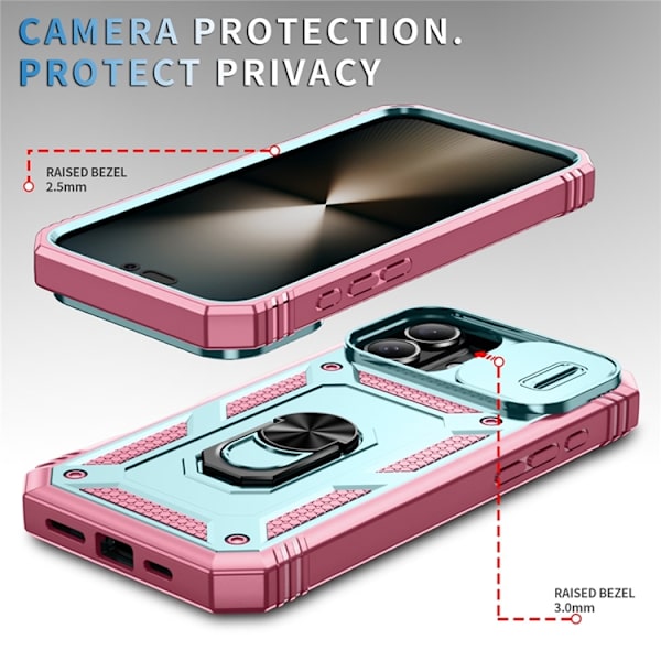 Mobilskal till iPhone 17 Slide Camshield Kickstand - Grön/Rosa Grön