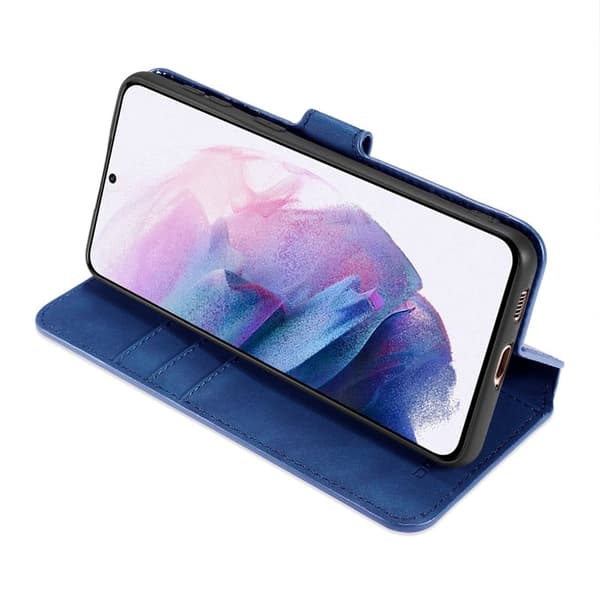 DG.MING Plånboksfodral Konstläder för Samsung Galaxy S21+ 5G - Blå