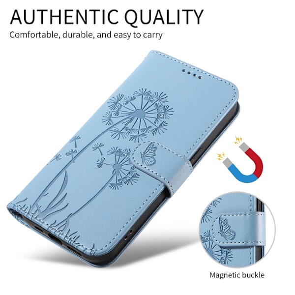 Sony Xperia 10 VII Plånboksfodral Strap Dandelion Konstläder Blå