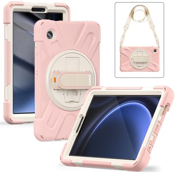 Mobilskal till Galaxy Tab A9 Kickstand Handrem Med Axelrem Rosa