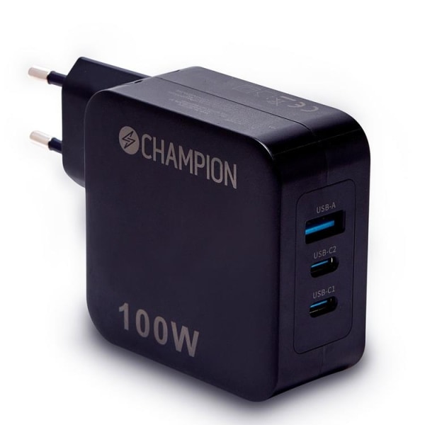 Champion seinälaturi 100 W USB-A/USB-C - musta