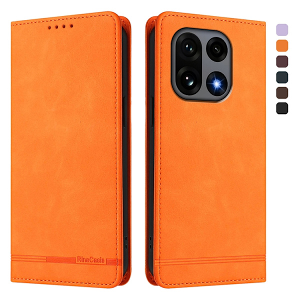 OnePlus 15 Konstläder Plånboksfodral RFID-Skydd Rinacasis Orange