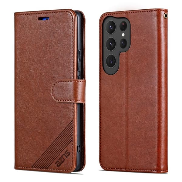AZNS Samsung Galaxy S26 Ultra Plånboksfodral Konstläder Ställ - Brun