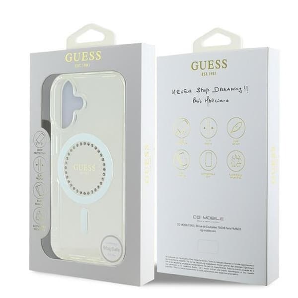 Guess Mobilskal till iPhone 16 MagSafe IML Rhinestones - Vit Vit