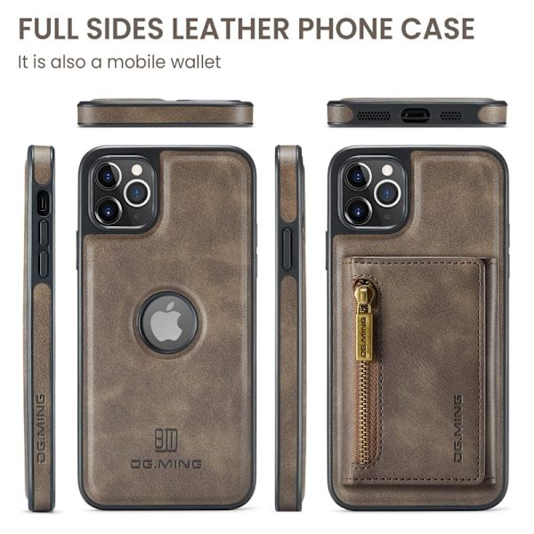 DG.MING M5 Series iPhone 11 Pro Max Plånboksfodral Konstläder - Brun