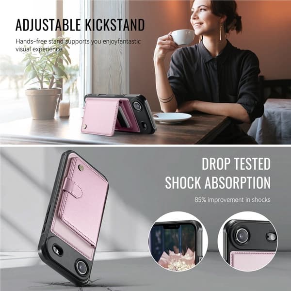JEEHOOD J09 Mobilskal till iPhone Air RFID Låsning Läder Rosa