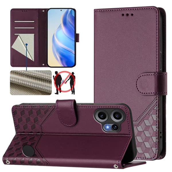 Nothing CMF Phone 2 Pro Plånboksfodral Imprinted Honeycomb RFID Lila
