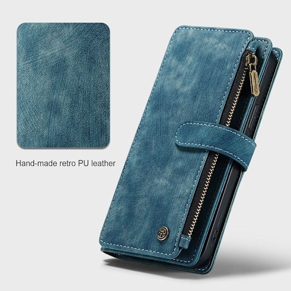 CASEME Konstläder Plånboksfodral för iPhone 13 Pro Max med rem - Grön