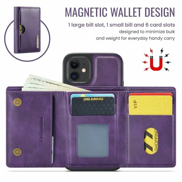 DG.MING M6 Series Mobilskal till iPhone 12/12 Pro Magnetiskt Lila