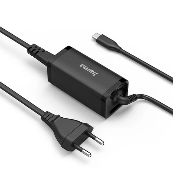Hama hurtigoplader 45W USB-C Gan Notebook Strømforsyning Svart