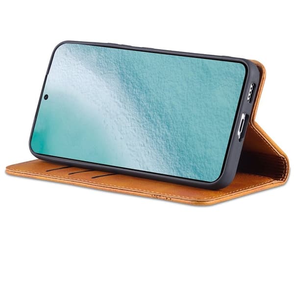 AZNS Samsung Galaxy S22 5G Plånboksfodral Konstläder - Brun