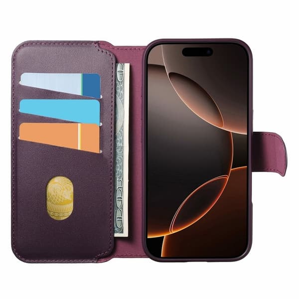 CASENEO iPhone 17 Pro Plånboksfodral Magnetiskt RFID-Skydd Konstläder - Lila