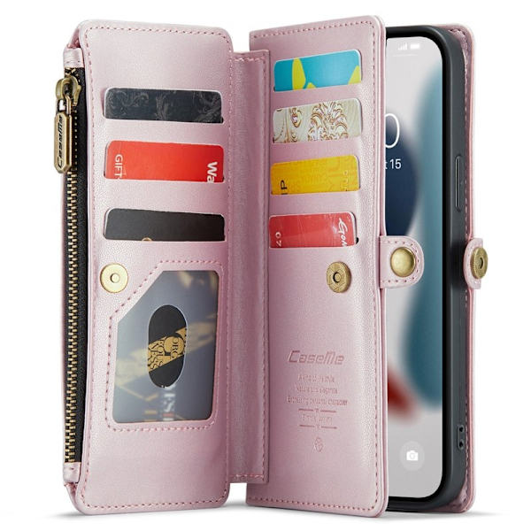 CASEME Plånboksfodral Konstläder för iPhone 13 Pro Max - Rosa