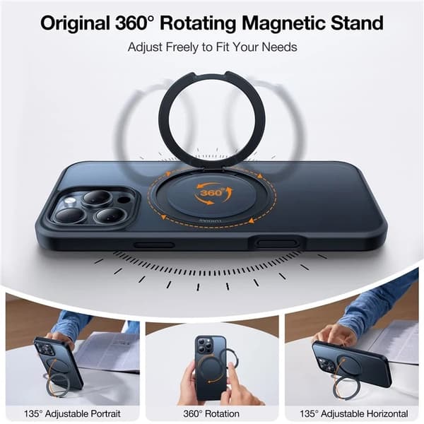TORRAS Mobilskal till iPhone 15 Pro Max Magsafe Kickstand - Svart