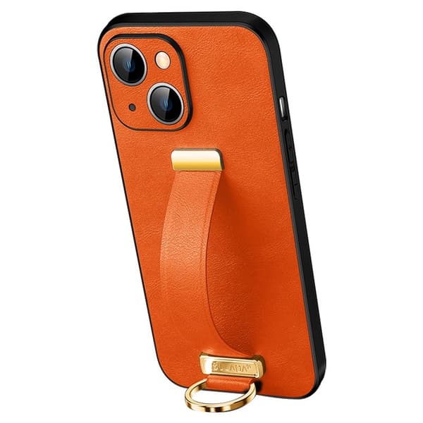 SULADA Mobilskal till iPhone 15 Plus Kickstand PU+PC+TPU Orange