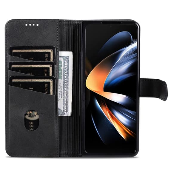 AZNS Samsung Galaxy Z Fold6 Plånboksfodral Konstläder - Svart