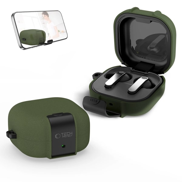 Tech-Protect Skal För Galaxy Buds 4/4 Pro Slim Hook - Olivgrön Grön