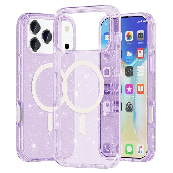 Mobilskal till iPhone 17 Pro MagSafe Puderglitter - Lila Lila