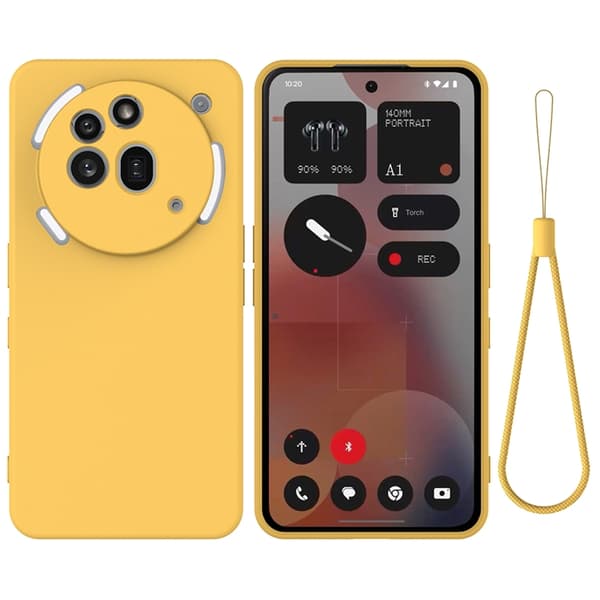 Mobilskal till Nothing Phone (3a) Pro Liquid Silikon med Handrem Gul