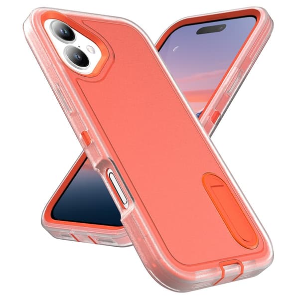 Mobilskal till iPhone 17 Kickstand Silikon - Transparent/Orange Transparent