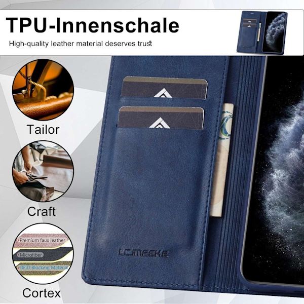 LC.IMEEKE iPhone 11 Pro Plånboksfodral Konstläder - Blå