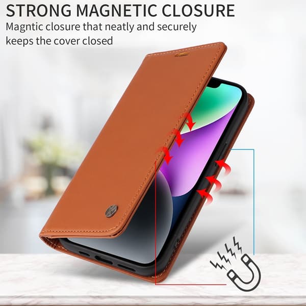 YIKATU OnePlus 15 5G Plånboksfodral Closure Konstläder Brun
