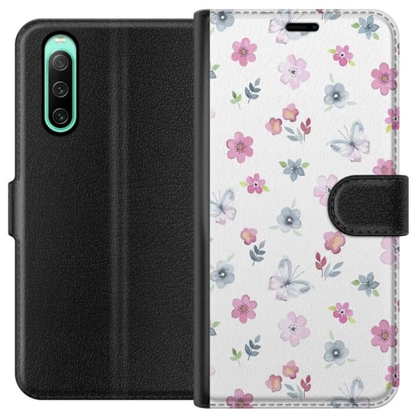Pungcover til Sony Xperia 10 IV med Blomster og sommerfugle