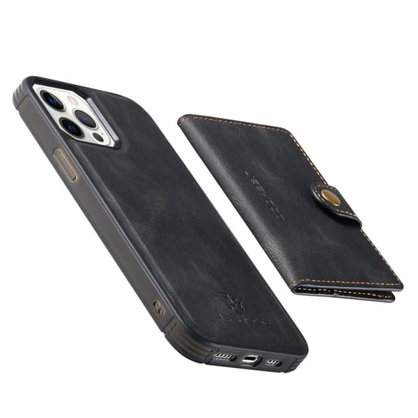 JEEHOOD Detachable Magnetic Wallet Mobilskal i TPU för iPhone 12 Pro Max - Svart