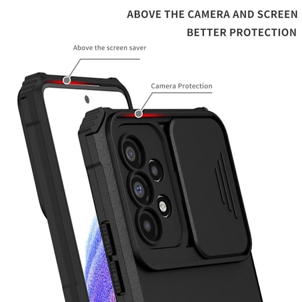 Galaxy A12 4G Skal Kickstand Kameraskydd Slide - Svart Svart